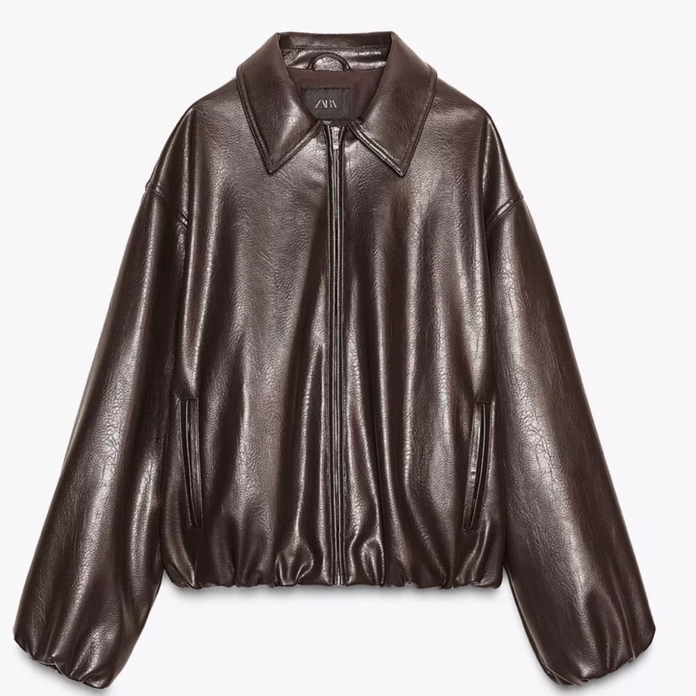Zara Women's Dark Brown Leather Jacket